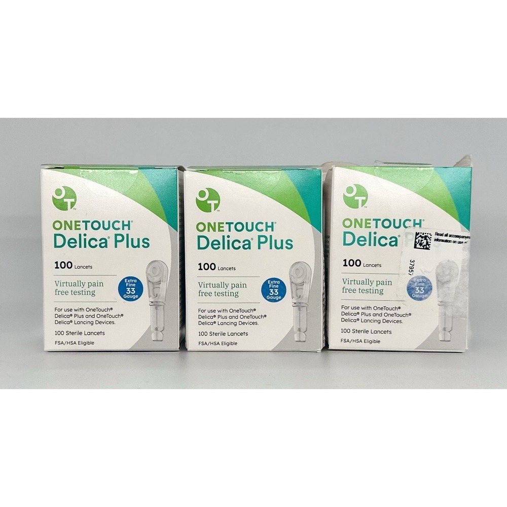 OneTouch Delica Plus 33G Lancets Lot of 3 Boxes 300 Total – 1 Open Box
